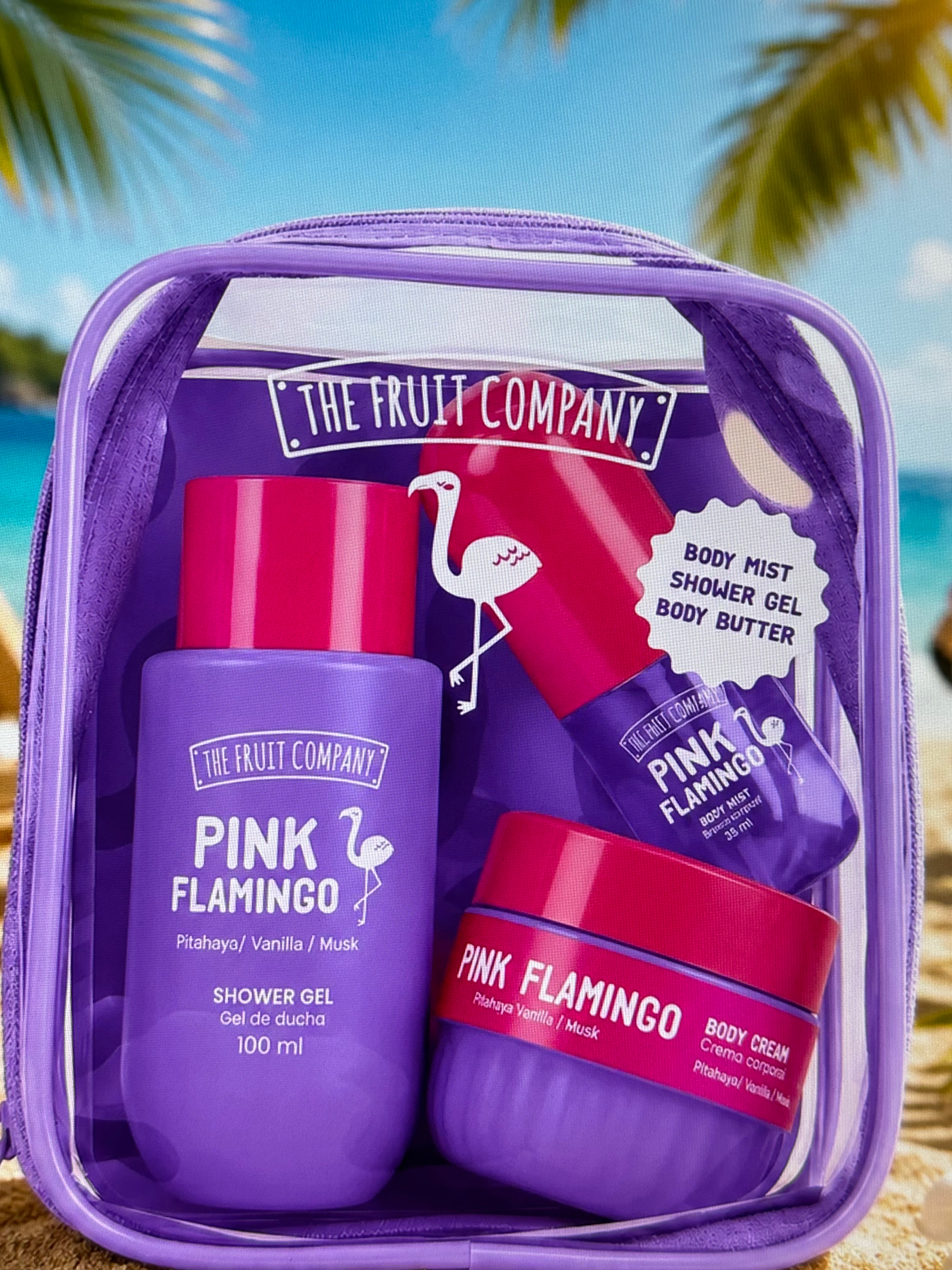 Travel bag summer pink Flamingo 3 pièces